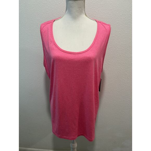 ID Ideology Women's Plus Size Solid Essentials Molten Pink Top Soft New B73 - Picture 1 of 5